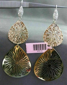 ESTATE LARGE .60CT DIAMOND 14KT WHITE YELLOW & ROSE GOLD SUNBURST PAVE EARRINGS