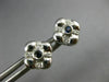 ESTATE .19CT DIAMOND & AAA SAPPHIRE 14KT WHITE GOLD FLOWER SQUARE STUD EARRINGS