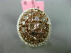 ESTATE LARGE 4.84CT WHITE & PINK DIAMOND 18K TWO TONE GOLD MULTI SHAPE OVAL RING
