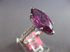 ESTATE EXTRA LARGE 7.41CT DIAMOND & AAA RHODOLITE 18K WHITE GOLD ENGAGEMENT RING