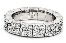 ESTATE 2.31CT DIAMOND 18KT WHITE GOLD 3D ROUND MULTI FLOWER SQUARE ETERNITY RING