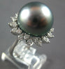 EXTRA LARGE .98CT DIAMOND & AAA TAHITIAN PEARL 18KT WHITE GOLD FLOWER LOVE RING