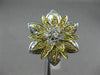 ESTATE LARGE 1.47CT ROUND & BAGUETTE CUT DIAMOND 18KT TWO TONE GOLD FLOWER RING