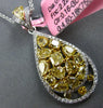 2.64CT WHITE & FANCY YELLOW DIAMOND 18K 2 TONE GOLD 3D CLUSTER TEAR DROP PENDANT