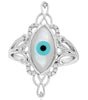 LARGE 2.01CT DIAMOND & AAA MOTHER OF PEARL 14K WHITE GOLD 3D LUCKY EVIL EYE RING