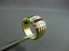 ESTATE 3.55CT DIAMOND & AAA RUBY & EMERALD 18K YELLOW GOLD MULTI ROW RING #22492