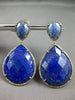 EXTRA LARGE 101.66CT MOCHA DIAMOND & SODALITE 14KT BLACK & YELLOW GOLD EARRINGS