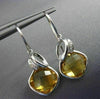 ESTATE 6.96CT DIAMOND & AAA CITRINE 14KT WHITE GOLD SQUARE LEAF HANGING EARRINGS