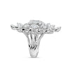 EXTRA LARGE 5.38CT DIAMOND 18KT WHITE GOLD 3D MULTI SHAPE FLOWER COCKTAIL RING