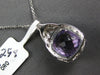 3.88CT DIAMOND & AAA AMETHYST 14KT WHITE GOLD 3D CUSHION HALO FILIGREE PENDANT