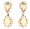 4.10CT DIAMOND & AAA OPAL 14KT ROSE GOLD 3D OVAL & ROUND DOUBLE FLOWER EARRINGS