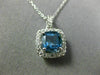 ESTATE 2.27CT AAA LONDON BLUE TOPAZ & WHITE SAPPHIRE 14K WHITE GOLD HALO PENDANT
