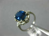 ANTIQUE LARGE 4.25CT DIAMOND & AAA SAPPHIRE 14KT WHITE GOLD HALO ENGAGEMENT RING