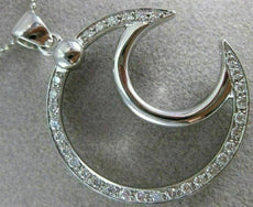 ANTIQUE LARGE .80CT DIAMOND 14K WHITE GOLD OPEN CLASSIC HALF MOON PENDANT #16072