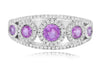 1.09CT DIAMOND & AAA PINK SAPPHIRE 14KT WHITE GOLD 5 STONE HALO ANNIVERSARY RING