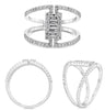 WIDE .64CT DIAMOND 14KT WHITE GOLD 3D ROUND & BAGUETTE RECTANGULAR BAR FUN RING