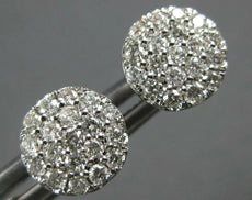 ESTATE .50CT DIAMOND 14KT WHITE GOLD 3D CLASSIC CLUSTER FLOWER STUD EARRINGS