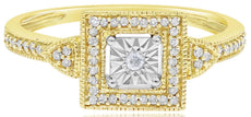 .14CT DIAMOND 14KT YELLOW GOLD ROUND SQUARE DIAMOND CUT FILIGREE FRIENDSHIP RING