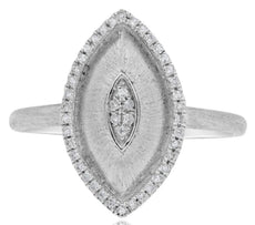ESTATE .20CT DIAMOND 14KT WHITE GOLD 3D MATTE & SHINY DOUBLE LEAF FUN RING