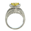 LARGE 2.31CT WHITE & FANCY YELLOW DIAMOND 18KT 2 TONE GOLD HALO ENGAGEMENT RING