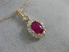 ESTATE 1.15CT DIAMOND & AAA OVAL RUBY 14KT ROSE GOLD 3D CLASSIC FLOATING PENDANT