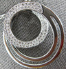ESTATE LARGE .37CT DIAMOND 18KT WHITE GOLD OVAL LOVE KNOT CIRCLE OF LIFE PENDANT