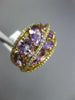 WIDE 5.20CT DIAMOND & AAA AMETHYST 14K YELLOW GOLD OVAL & ROUND CRISS CROSS RING