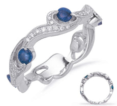 .84CT DIAMOND & AAA SAPPHIRE 14KT WHITE GOLD MULTI SWIRL 3/4TH ETERNITY FUN RING