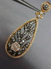 ESTATE LARGE 3.44CT DIAMOND 18K ROSE & BLACK GOLD OPEN FILIGREE HANGING EARRINGS