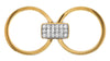 ESTATE LARGE .30CT DIAMOND 18K 2 TONE GOLD PAVE RECTANGULAR DOUBLE BAND BAR RING