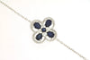 1.08CT DIAMOND & AAA SAPPHIRE 14KT WHITE GOLD PEAR SHAPE & ROUND FLOWER BRACELET