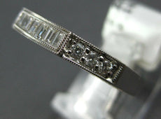 .40CT DIAMOND 18K WHITE GOLD ROUND & BAGUETTE FILIGREE MILGRAIN ANNIVERSARY RING