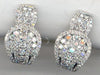 ESTATE 1.24CT DIAMOND 14KT WHITE GOLD FLOWER HORSESHOE CLIP ON HANGING EARRINGS