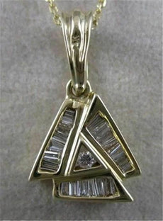 ESTATE .70CTW DIAMOND 14KT YELLOW GOLD TRIANGLE PENDANT F/G VS + CHAIN #18981