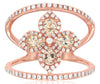 LARGE .82CT DIAMOND & AAA MORGANITE 14K ROSE GOLD 3D MULTI LEAF FLOWER FUN RING