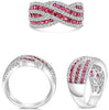 LARGE 1.89CT DIAMOND & AAA RUBY 14K WHITE GOLD 3D CRISS CROSS INFINITY LOVE RING