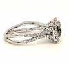 1.68CT WHITE & GREEN DIAMOND 18K WHITE GOLD CUSHION & ROUND HALO ENGAGEMENT RING