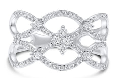 ESTATE WIDE .46CT DIAMOND 14KT WHITE GOLD ROUND INFINITY FLOWER FUN RING