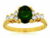 ESTATE 1.65CT DIAMOND & AAA RUSSALITE 14KT YELLOW GOLD 3D OVAL ENGAGEMENT RING