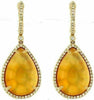 ESTATE LARGE 22.88T DIAMOND & AAA CITRINE 14KT YELLOW GOLD 3D TEAR DROP EARRINGS