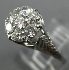 ANTIQUE LARGE .70CT DIAMOND 18KT WHITE GOLD 3D FILIGREE ENGAGEMENT RING #25806