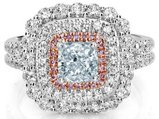 CERTIFIED 2.32CT BLUE PINK & WHITE DIAMOND 18K WHITE & ROSE GOLD ENGAGEMENT RING