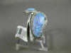 ESTATE .27CT DIAMOND & AAA OPAL 14KT WHITE GOLD 3D HALO CIRSS CROSS DOUBLE RING