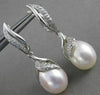 ESTATE LARGE DIAMOND 12MM SOUTH SEA PEARL 14KT WHITE GOLD HANGING EARRINGS #2664