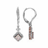 .83CT WHITE & PINK DIAMOND 18KT WHITE & ROSE GOLD PRINCESS HALO HANGING EARRINGS