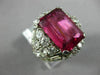 ANTIQUE EXTRA LARGE 10.8CT DIAMOND & AAA RUBELLITE PLATINUM 3D CLUSTER FUN RING