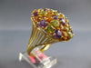 ESTATE LARGE AAA MULTI GEM 14KT YELLOW GOLD 3D CLUSTER FLOWER OVAL FUN RING