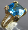 LARGE 6.99CT DIAMOND & AAA BLUE TOPAZ 14KT YELLOW GOLD CUSHION & ROUND FUN RING
