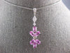 ESTATE 1.36CT DIAMOND & AAA PINK SAPPHIRE 14K WHITE GOLD FLOWER FLOATING PENDANT