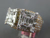 LARGE 2.69CT DIAMOND 18K WHITE AND ROSE GOLD ROUND & BAGUETTE DOUBLE SQUARE RING